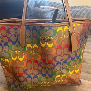 Coach Rainbow Signature Tote Bag